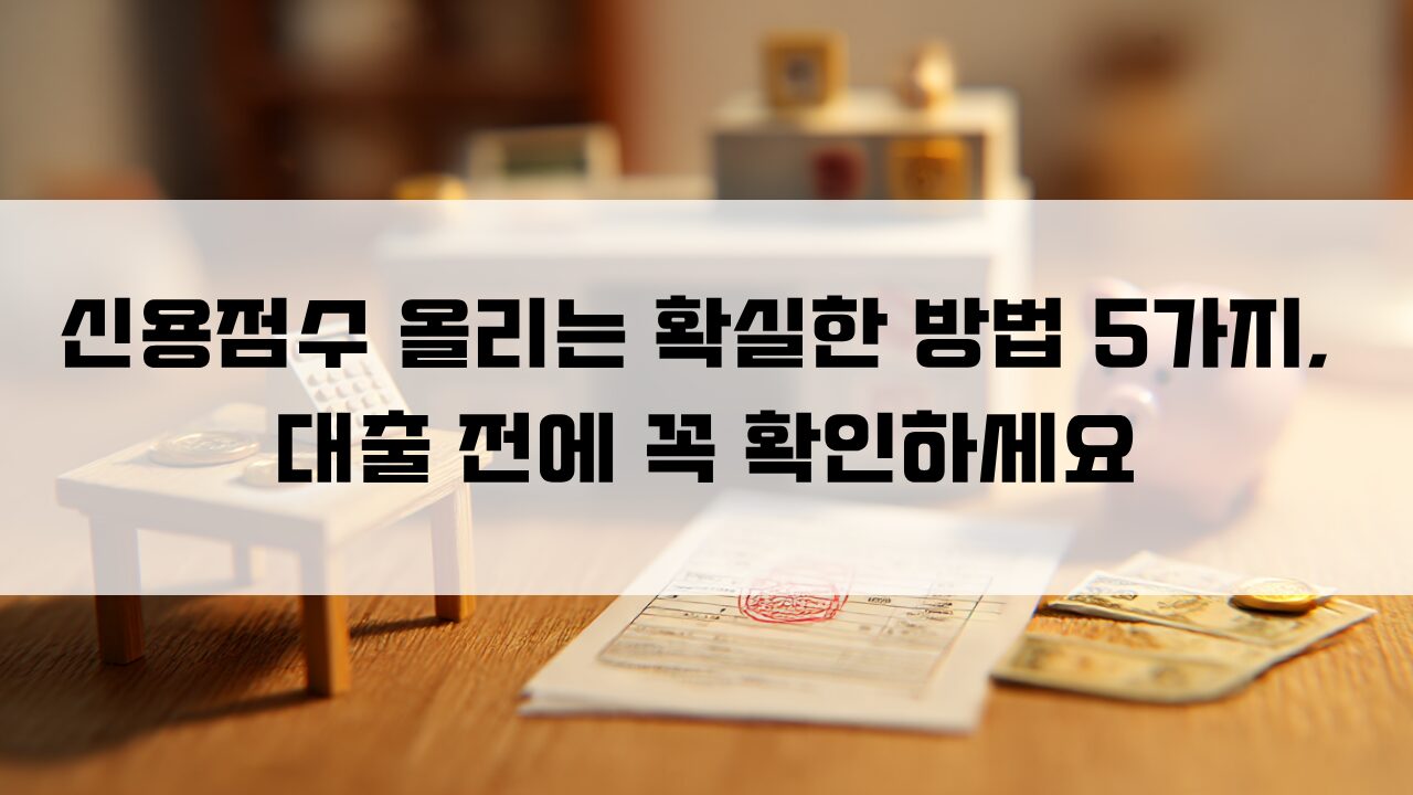 신용점수 올리는 확실한 방법 5가지, 대출 전에 꼭 확인하세요