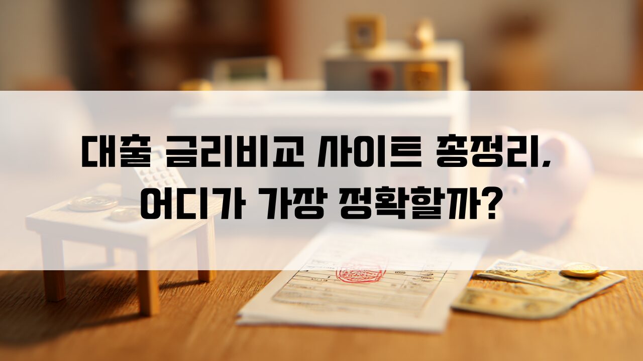 대출 금리비교 사이트 총정리, 어디가 가장 정확할까