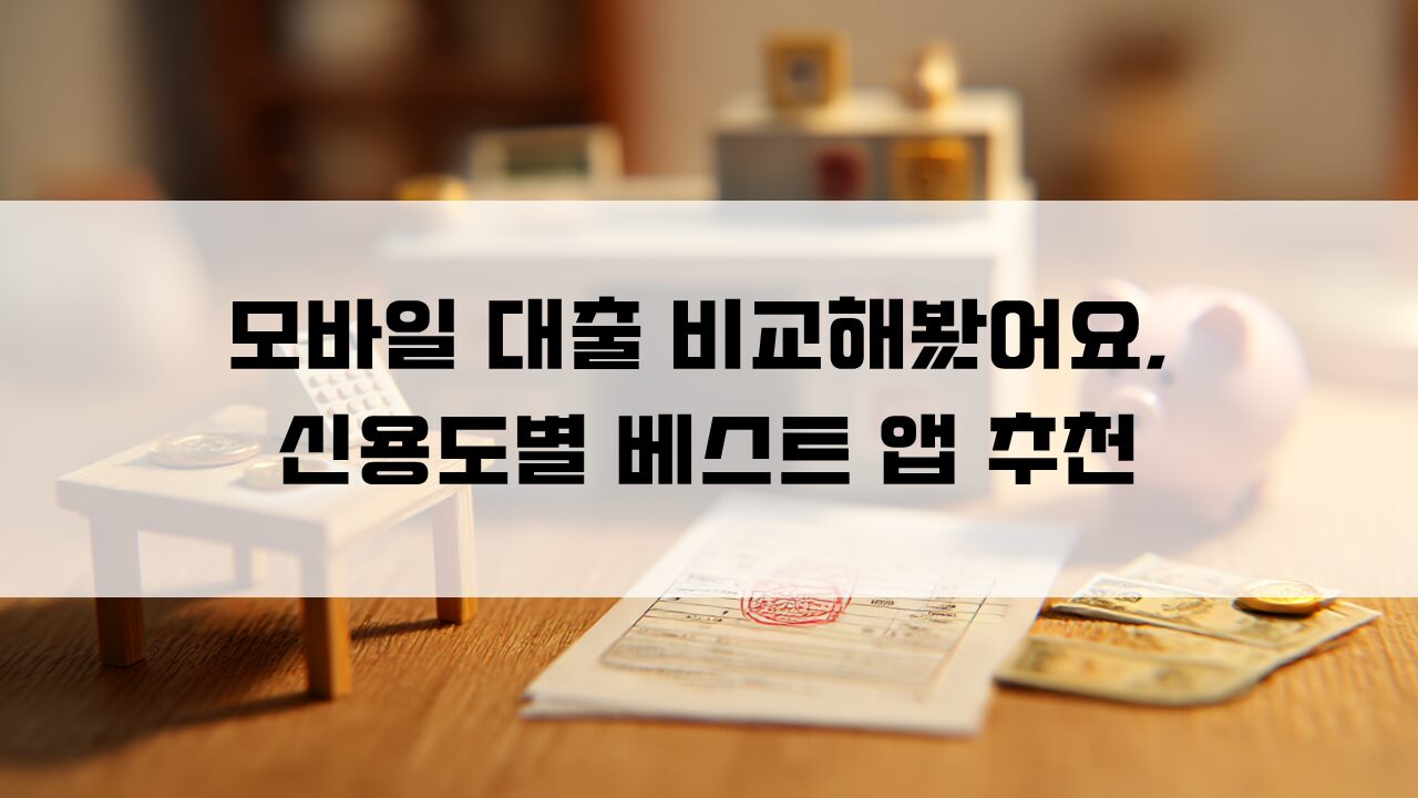 모바일 대출 비교해봤어요, 신용도별 베스트 앱 추천