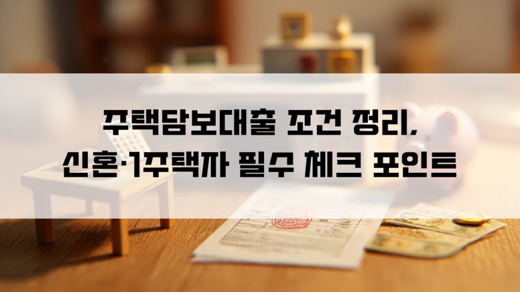 주택담보대출 조건 정리, 신혼·1주택자 필수 체크 포인트