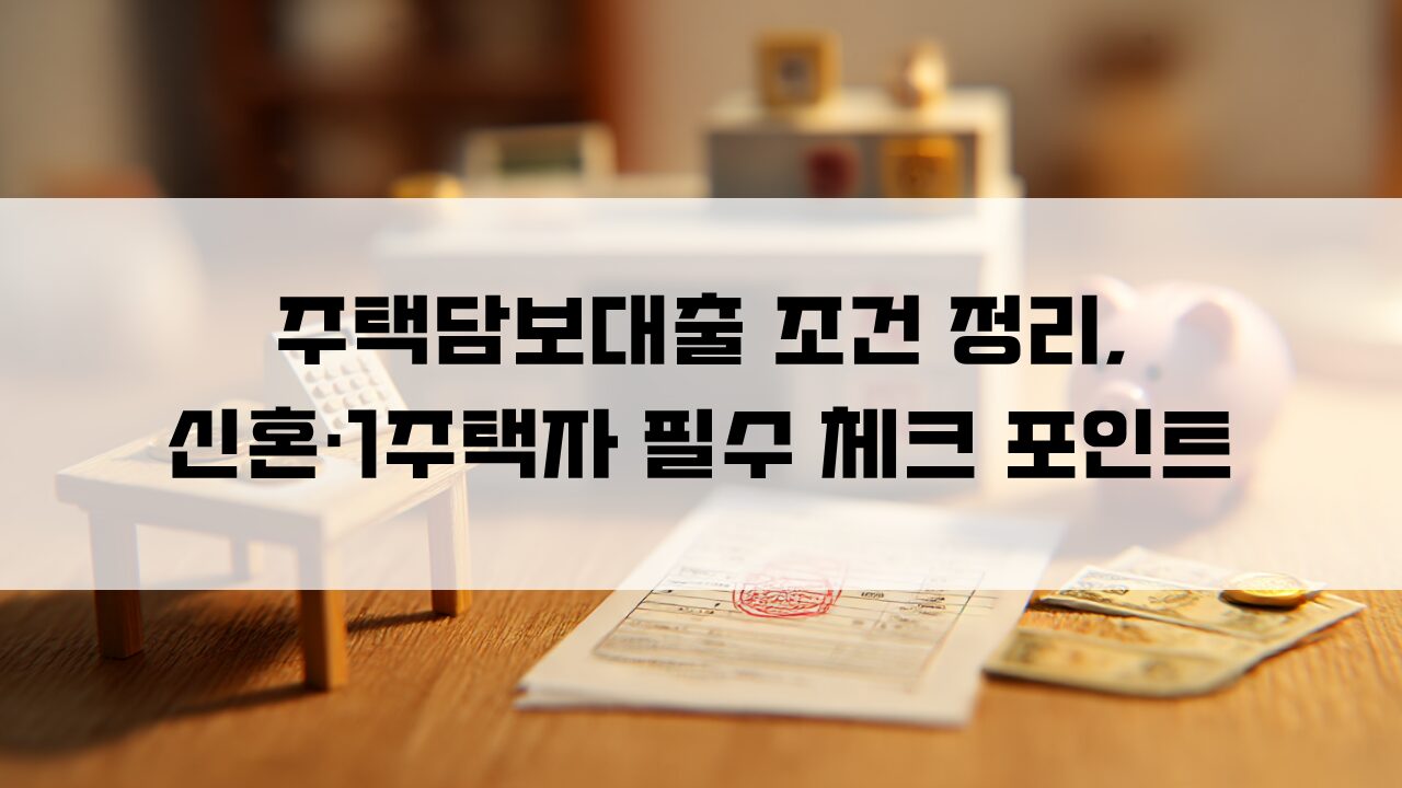 주택담보대출 조건 정리, 신혼·1주택자 필수 체크 포인트