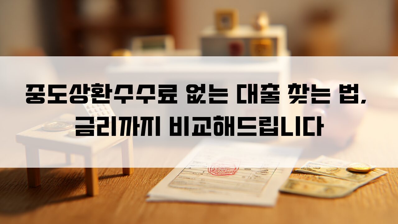 중도상환수수료 없는 대출 찾는 법, 금리까지 비교해드립니다